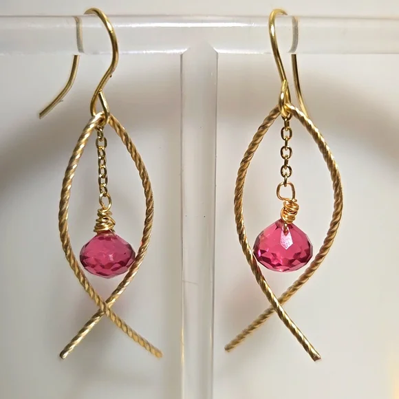 Pink tourmaline earrings - Picture 1 of 3